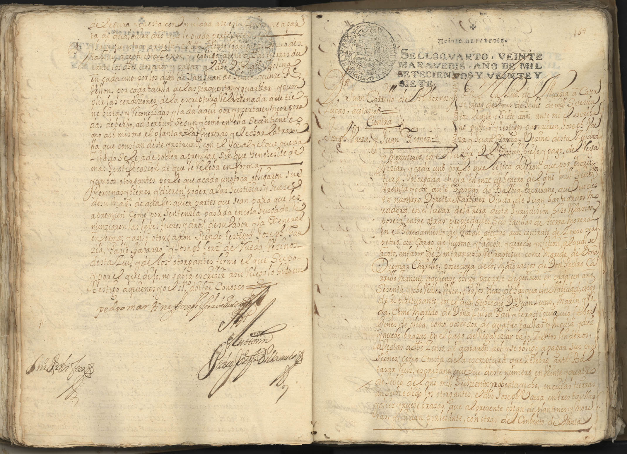 Registro de Pedro José Villanueva, Murcia de 1727.